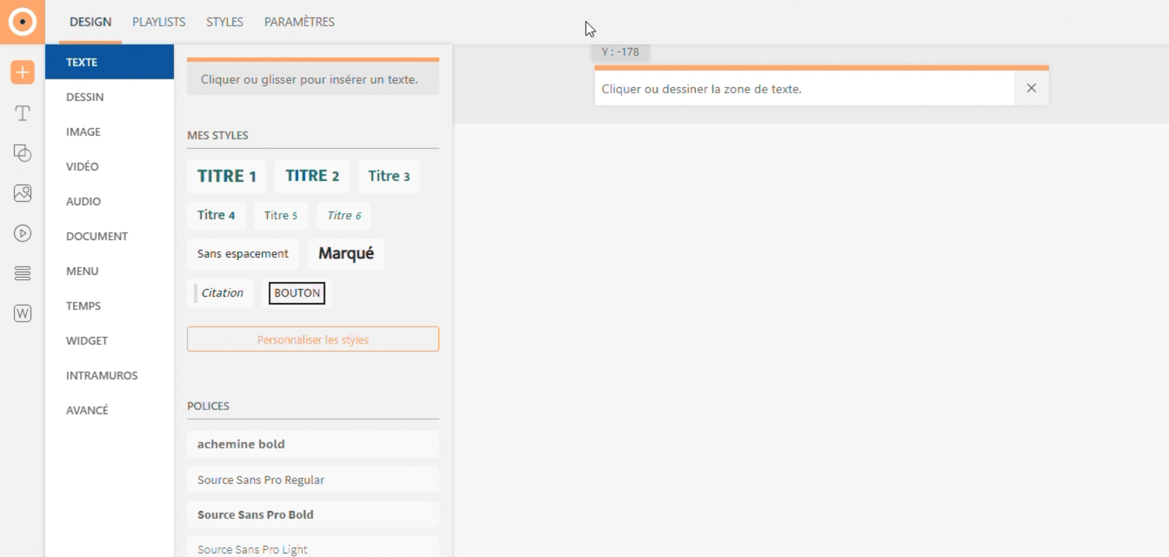 Insérer un texte en cliquant