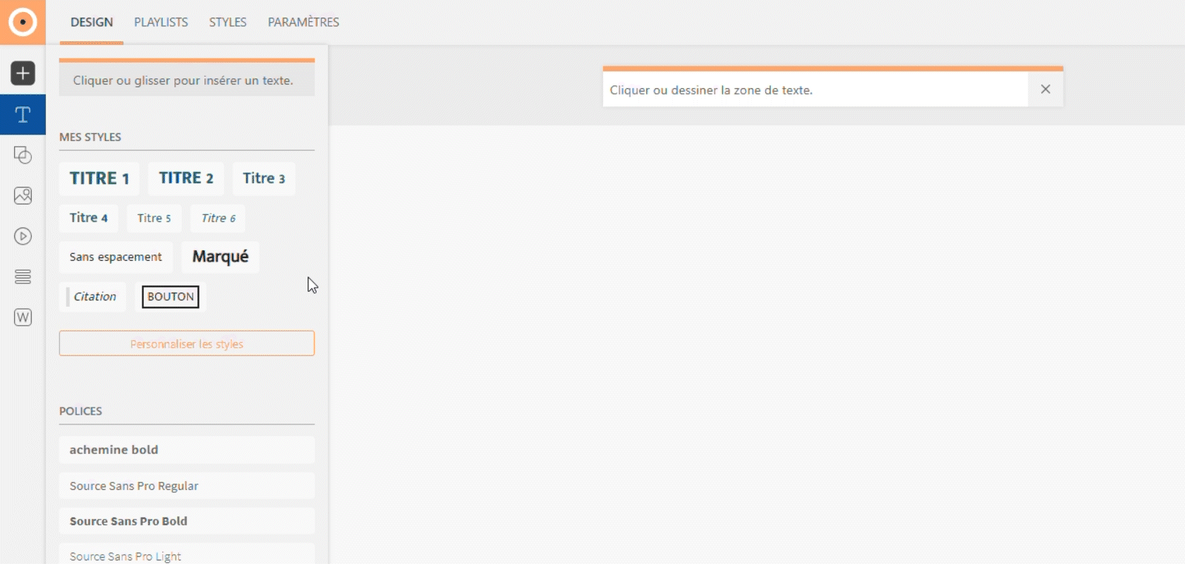 Insérer un texte en traçant