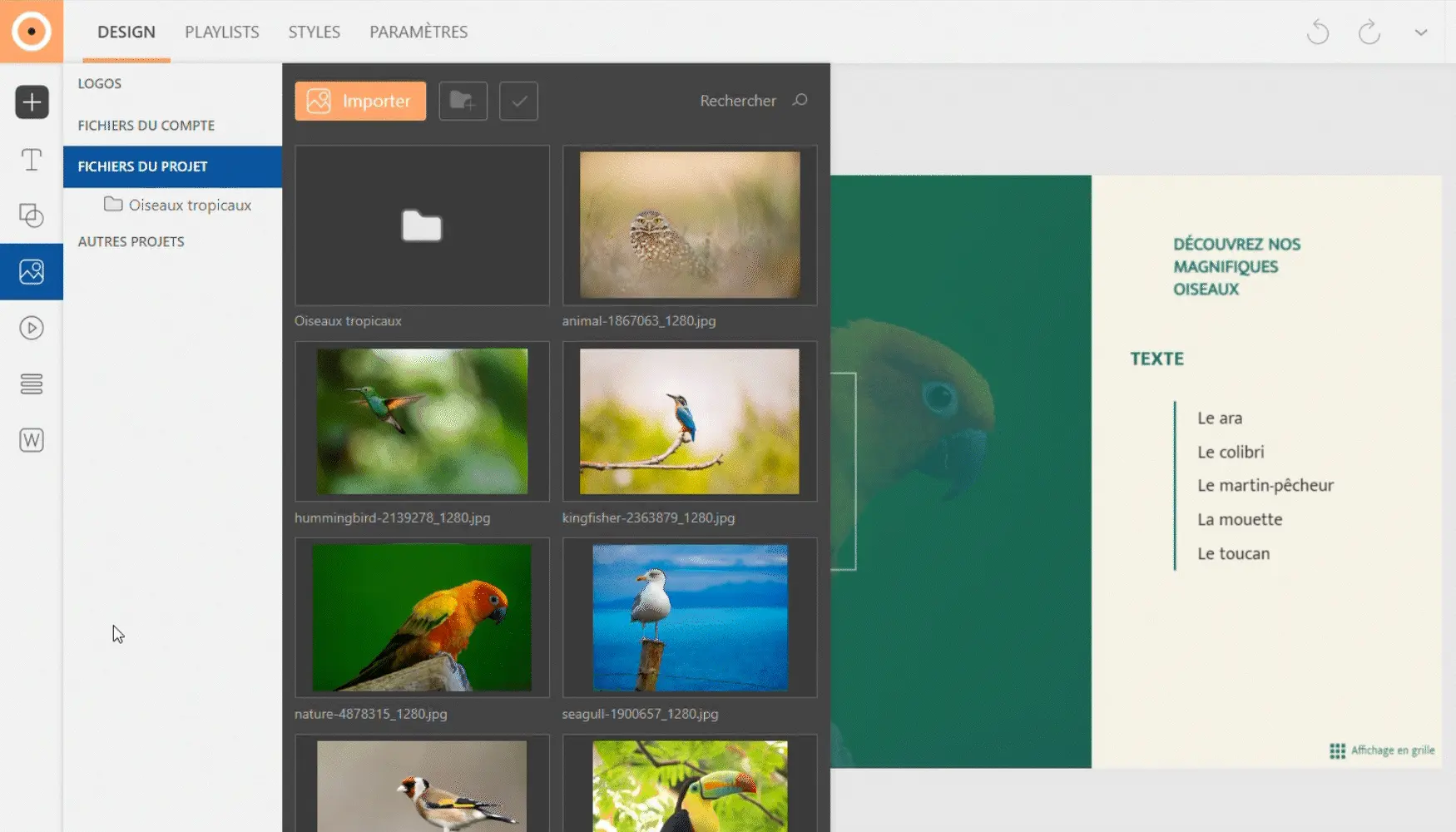 Déplacement d'un média en le glissant