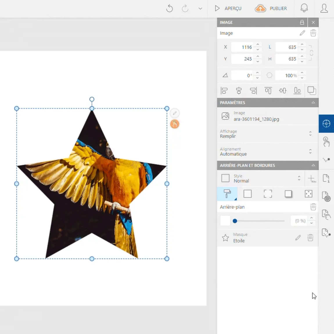 Configurer un masque pour un élément