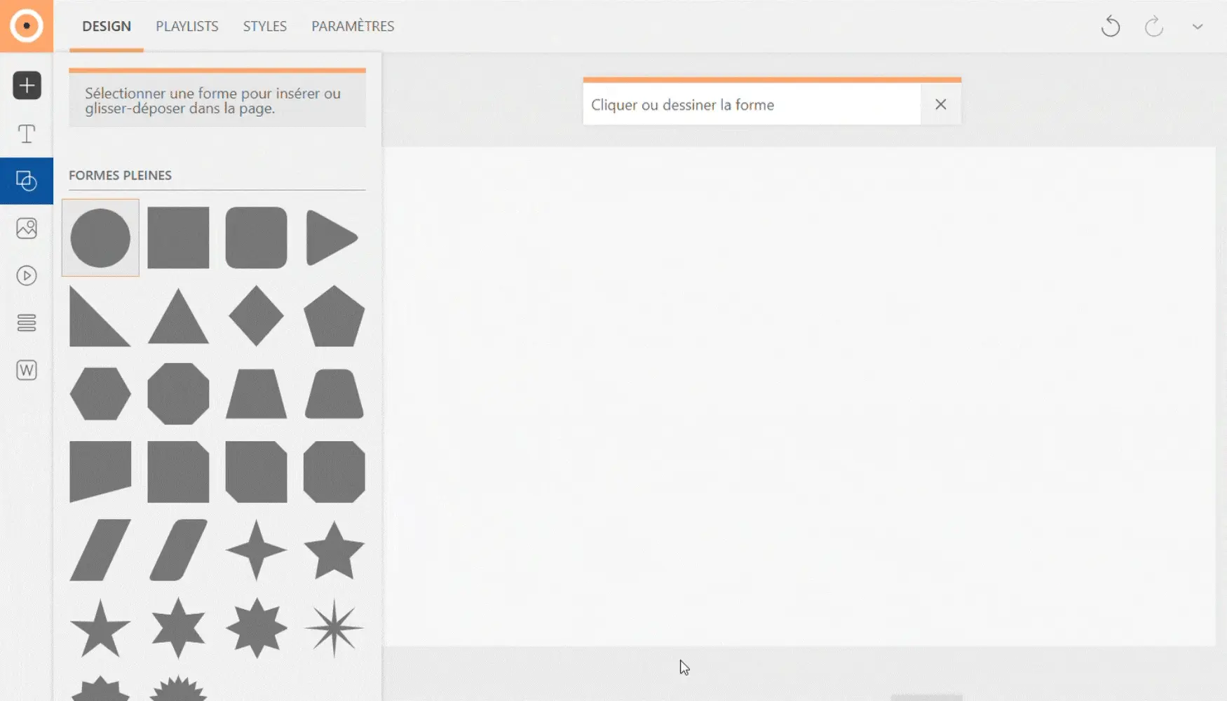 Insertion d'une forme dans la page en dessinant