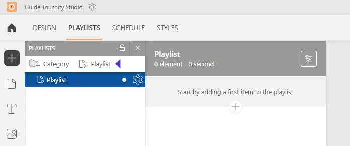 Add a playlist button in the Playlists panel