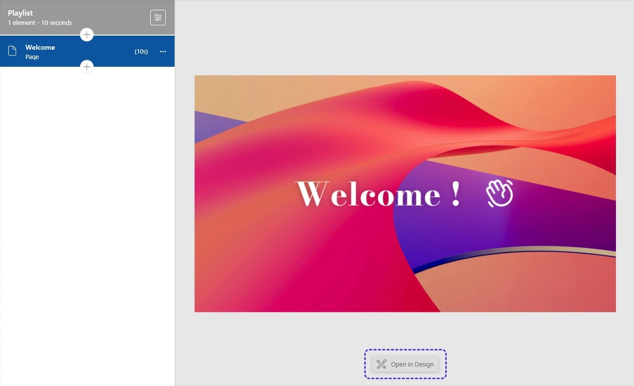 Open in Design button at the bottom of the workspace