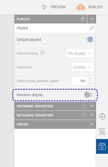 Playlist options with shuffle mode enabled