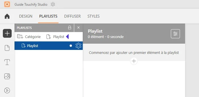 Bouton Ajouter une playlist dans le panneau des Playlists