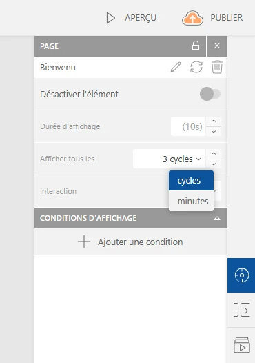 Option de fréquence des cycles
