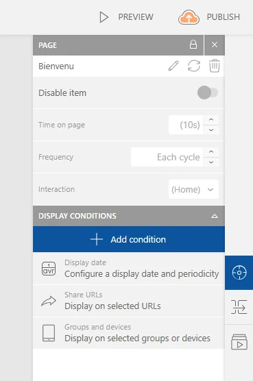 Display Conditions panel on the right side