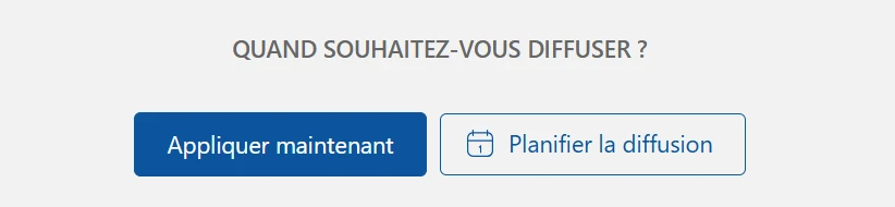 Bouton Planifier la diffusion
