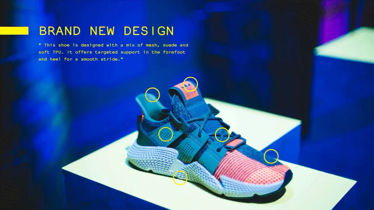 Exemple d'image interactive d'une chaussure