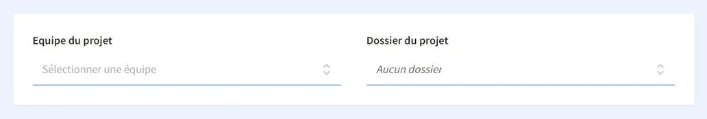 Sélecteur d'équipes et de dossier