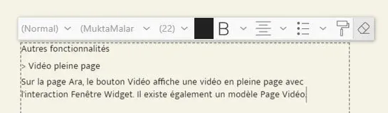 Barre d'outils en édition de bloc