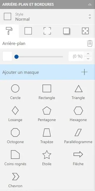 Listes de formes utilisables pour les masques