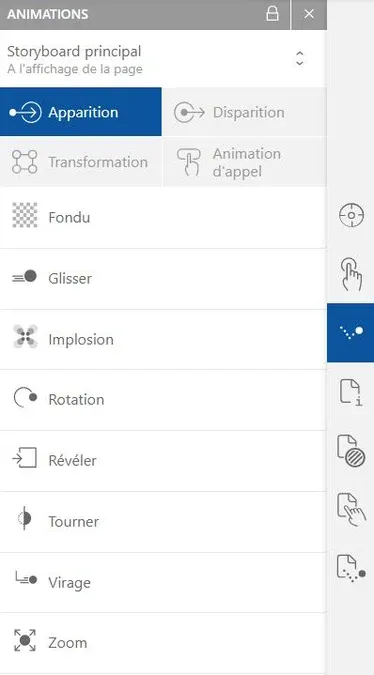 Liste des animations disponibles