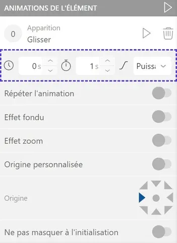 Définition du temps d'une animation