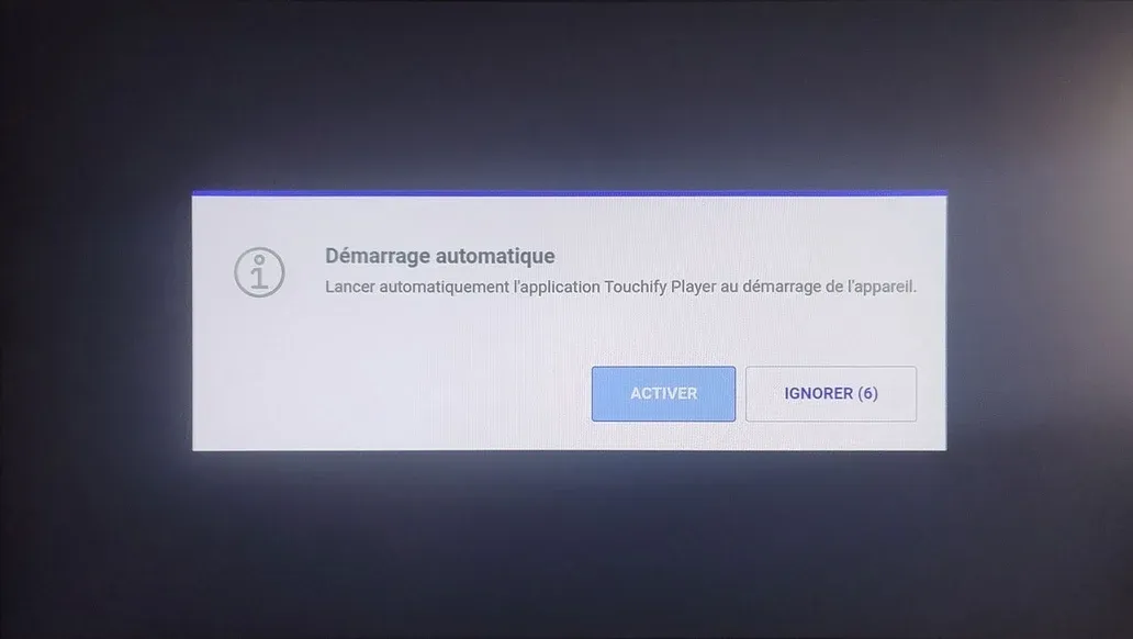 Autorisation de démarrage automatique de Touchify sur Android TV