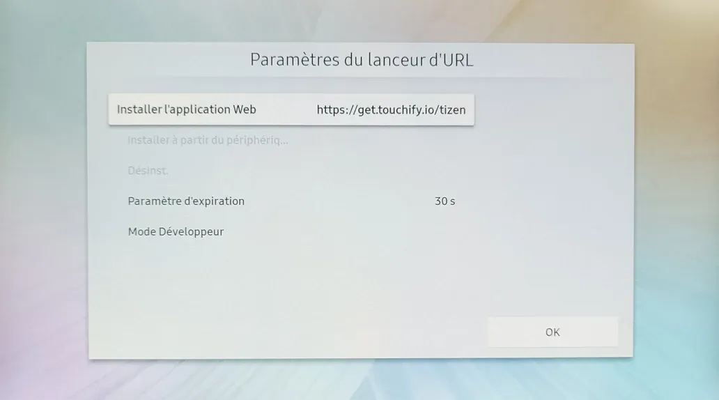 Lancement d'URL sur Tizen