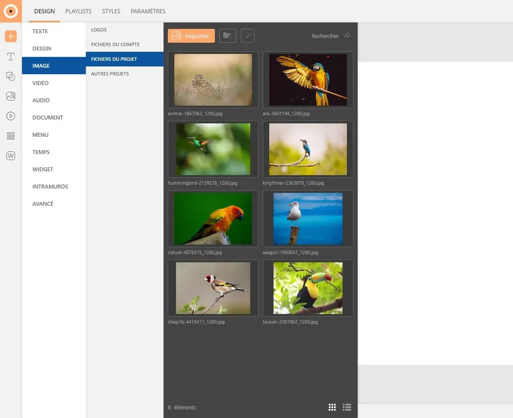 Explorateur de fichier dans Touchify Studio