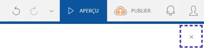 Bouton de fermeture de l'aperçu dans Touchify Studio
