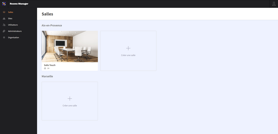 Listes des salles de réunion dans Rooms Manager