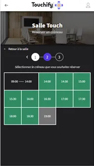 Sélection de l'horaire dans l'application mobile de Rooms Manager