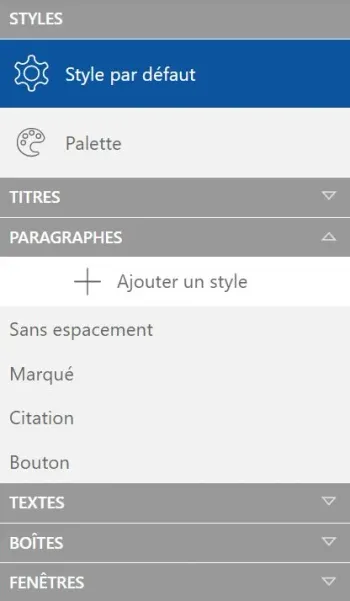 Catégories de styles