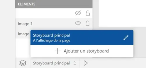 Ajout d'un storyboard depuis le footer