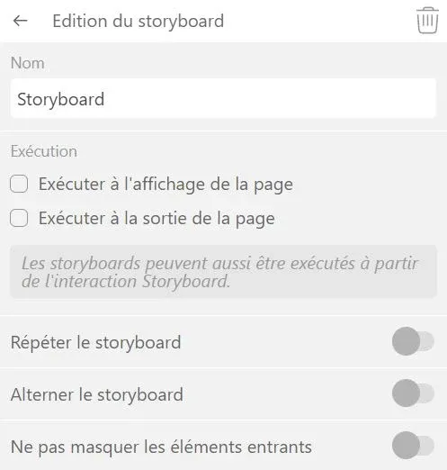 Modification d'un storyboard