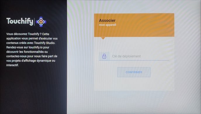 Touchify - Insérer la clé de déploiement